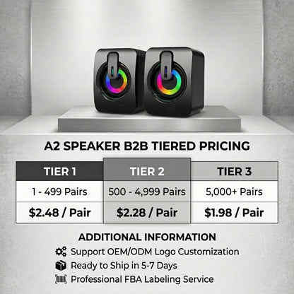 7-Color LED RGB Computer Speakers USB Powered 3W*2 Wired PC Speakers 2.0 Stereo Sound for Gaming Desktop Laptop PC