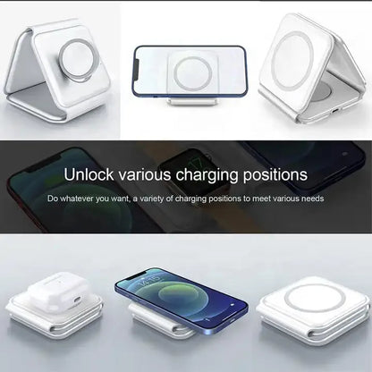 3 in 1 Wireless Charger Magnetic Foldable Charging Station Travel Charger for Iphone Charger Power Adapter Caricatore Senza Fili