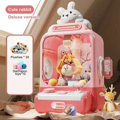 Children Grasp Doll Machine Toy Mini Electronic Clawing Doll Machine Household Electric Pinch Small Doll Twisted Egg Machine Toy