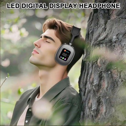 MAX600  New Wireless Over-Ear Bt Headphones with RGB Digital Display Screen Earphones and TF Card Gaming TWS HIFI Music