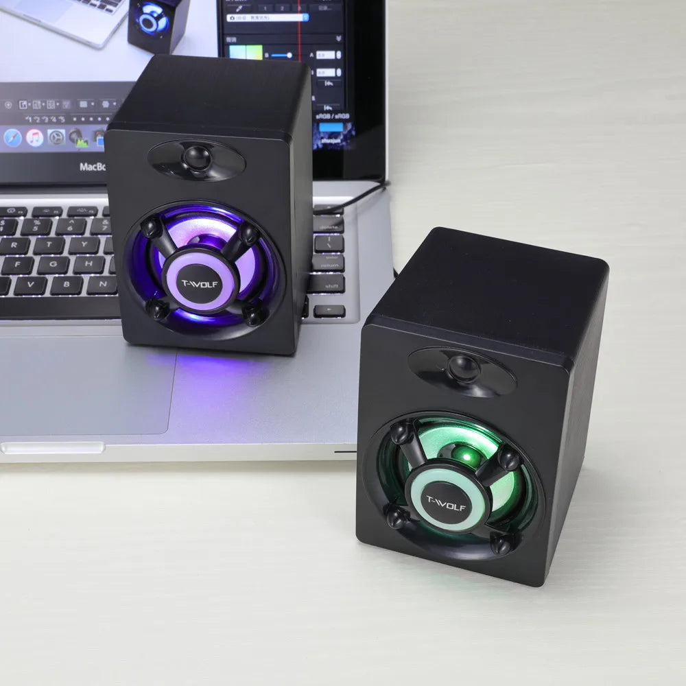T-WOLF S1 Mini USB 2.0 Gaming Speaker Sound Equipment for Desktop Laptop PC Easy-to-Use Amplifiers/ Speakers