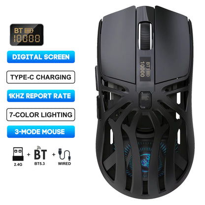 Hot 3 Mode Tri-mode Gaming Mouse Wireless Silent RGB Honeycomb Gaming Mouse Ergonomic 2.4G/BT/Wired E-sports Mice for PC