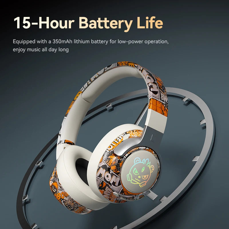 Soyto T12 Camo Graffiti Over Ear Headphones Headset Bluetooth 5.4 3D Surround Sound Lightweight Gaming Music for Teens Adults