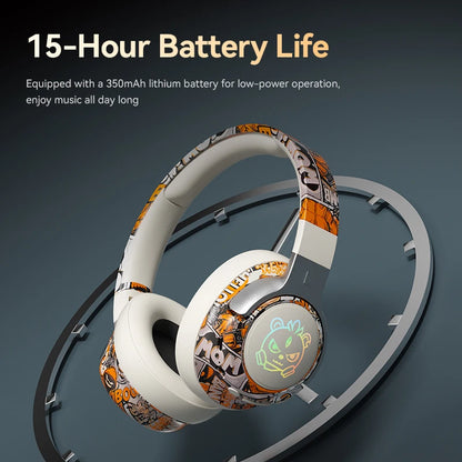 Soyto T12 Camo Graffiti Over Ear Headphones Headset Bluetooth 5.4 3D Surround Sound Lightweight Gaming Music for Teens Adults