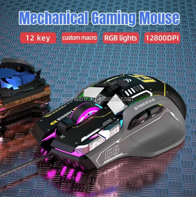 G6 Gaming Wired Mouse 12800DPI RGB Color Light USB Ergonomic Design Game Mouse for Computer Notebook PC Gamer Machine Mouse