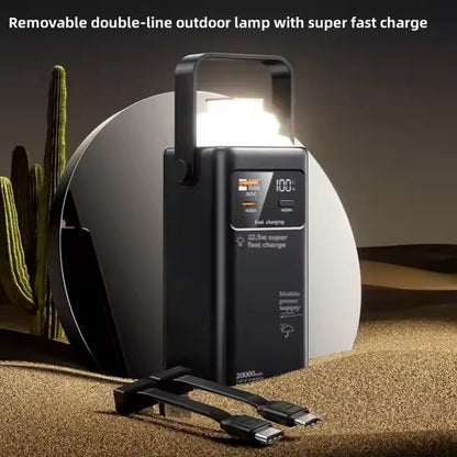 New Arrival 22.5w Fast Charging 20000mAh Portable Charger with Built in Removable Cables LED Outdoor Mobile Power Bank