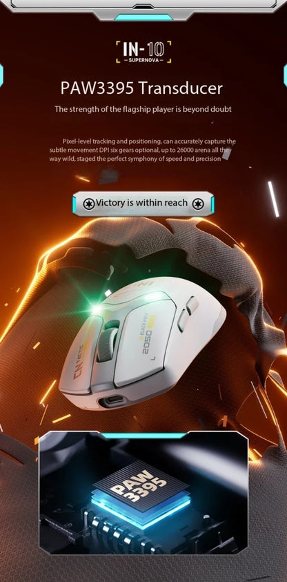 Inphic IN10 3D Ergonomic Lightweight Rechargeable for 2.4GHz Wireless Mouse Programmable 6 Buttons RGB Backlit Gaming
