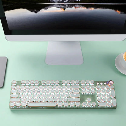 E-Sports Co-Branded Rainbow Luminous 104-Key Wired USB Mechanical Gaming Keyboard and Mouse Set for Home Office Use