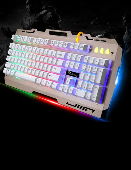 New Fashionable Stylish Wired Gaming Keyboard G700 Laptop Mechanical Feel Metal Luminescent with Phone Holder