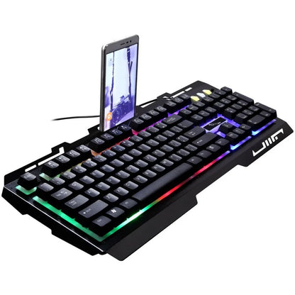 New Fashionable Stylish Wired Gaming Keyboard G700 Laptop Mechanical Feel Metal Luminescent with Phone Holder