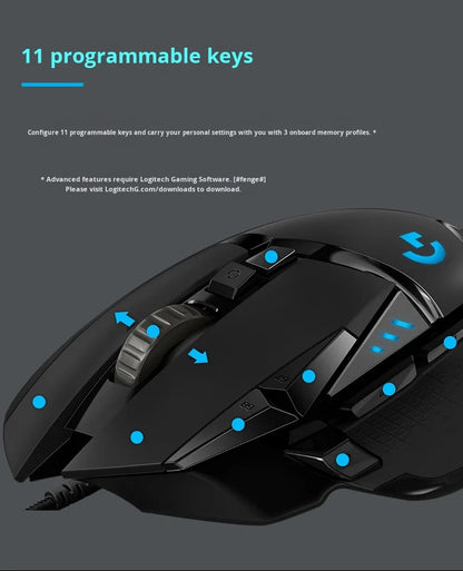 Fully Upgraded for Logitech G502 Hero Wired Gaming Mouse with 16000Dpi RGB Lighting Right-handed Orientation