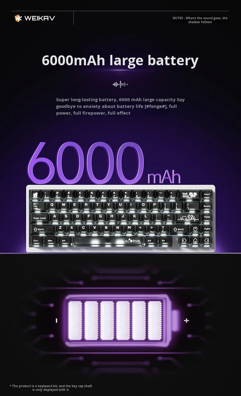 Weikav Nut65 Mechanical 2.4Ghz Wireless Aluminum Customized for Laptops 61 Keys RGB Backlit USB-C Dedicated Gaming Esports