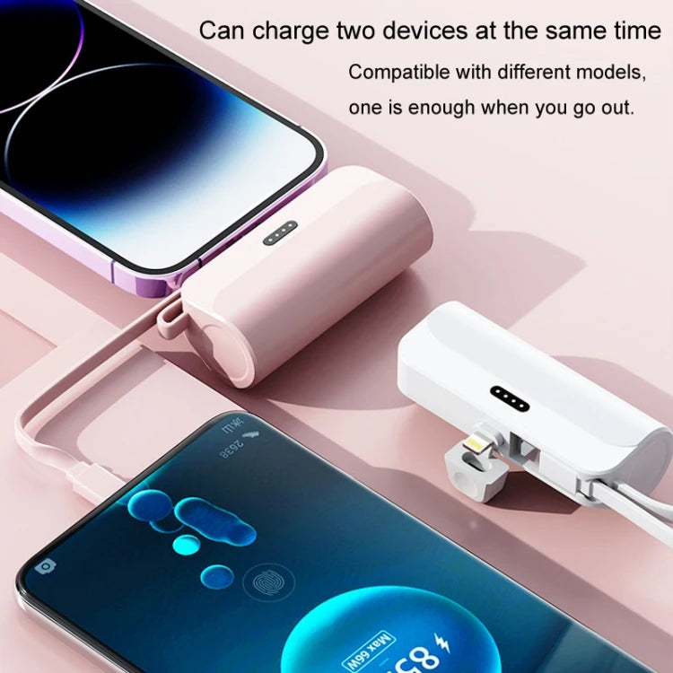 5000mAh 2 in 1 Portable Mobile Power Fast Charger Pocket Portable Wireless Mini Charger