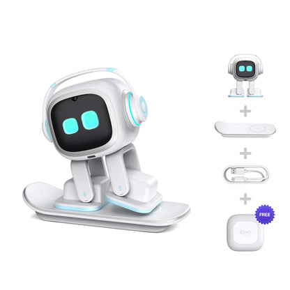 Brand New White Emo Robot Intelligent Emotional Interactive Voice Ai Desktop Toys Children Accompany Pet Vector Robot