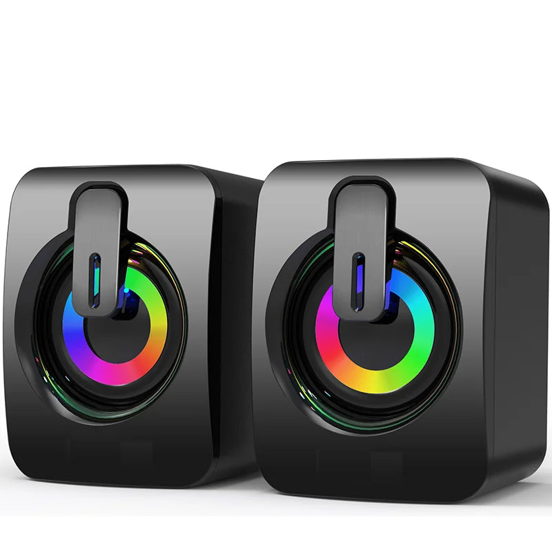 7-Color LED RGB Computer Speakers USB Powered 3W*2 Wired PC Speakers 2.0 Stereo Sound for Gaming Desktop Laptop PC