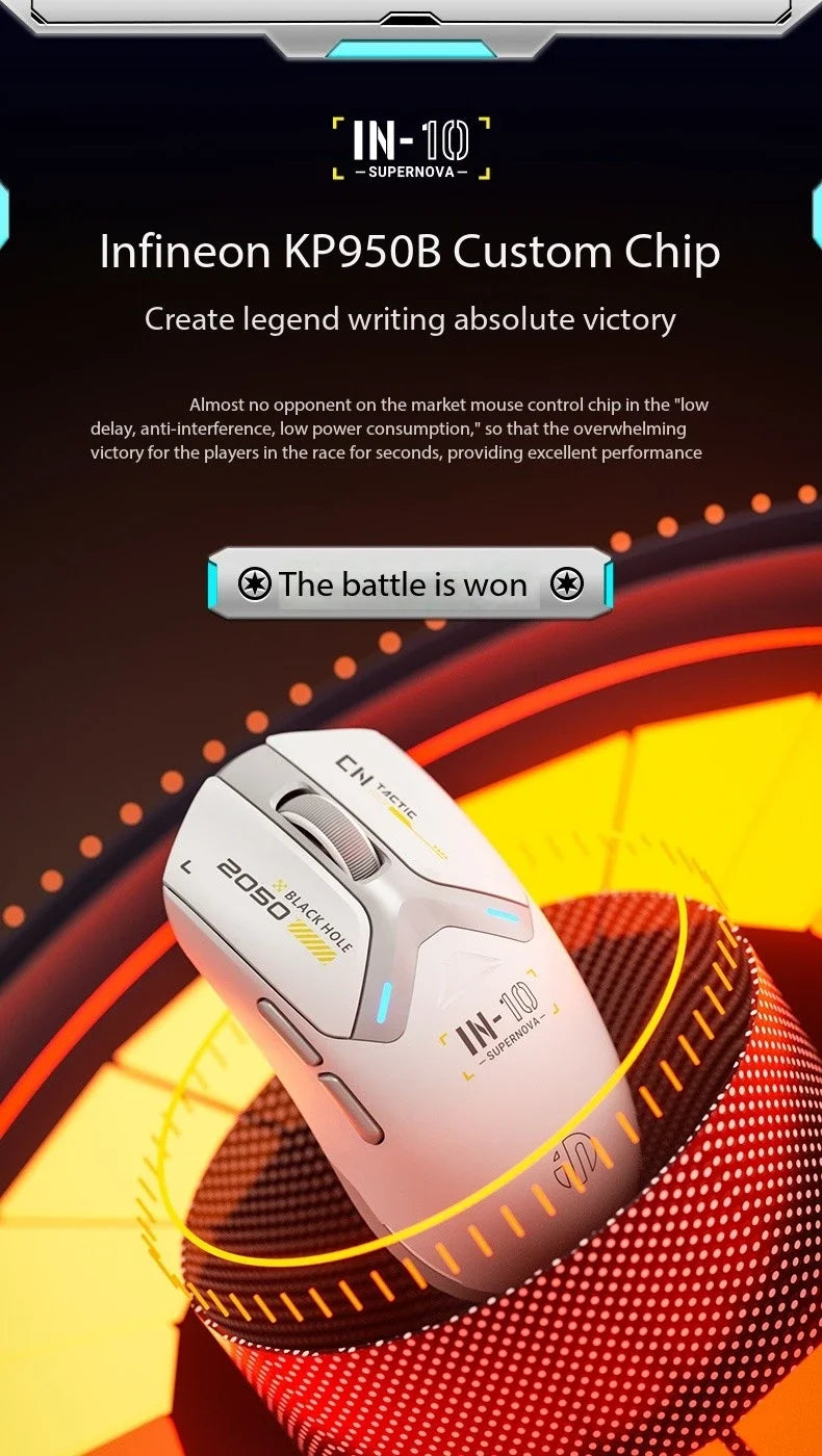 Inphic IN10 3D Ergonomic Lightweight Rechargeable for 2.4GHz Wireless Mouse Programmable 6 Buttons RGB Backlit Gaming