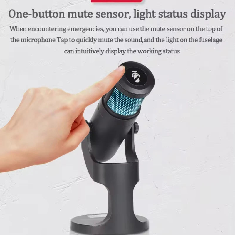 2024 Hot Sale Professional RGB Gaming Podcast Mic USB Studio Condenser Wired Microphone for Streaming Vocal Recording Teaching