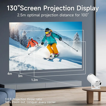 HY300PRO Smart 4K Projector Dual Wifi Bluetooth 5.0 Wireless Screen Projection Mobile Power Supply Indoor Portable Projector
