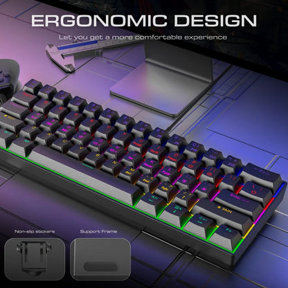 CK23 61-key Three-mode Mechanical Mini Keyboard Brown Switch E-sports Gaming Keyboard