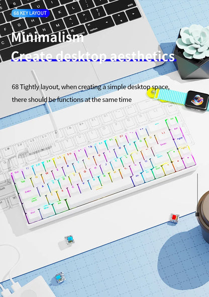 Luminous Mechanical Gaming Keyboard 68 Keys Wired Desktop & Laptop Blue & Red Switches