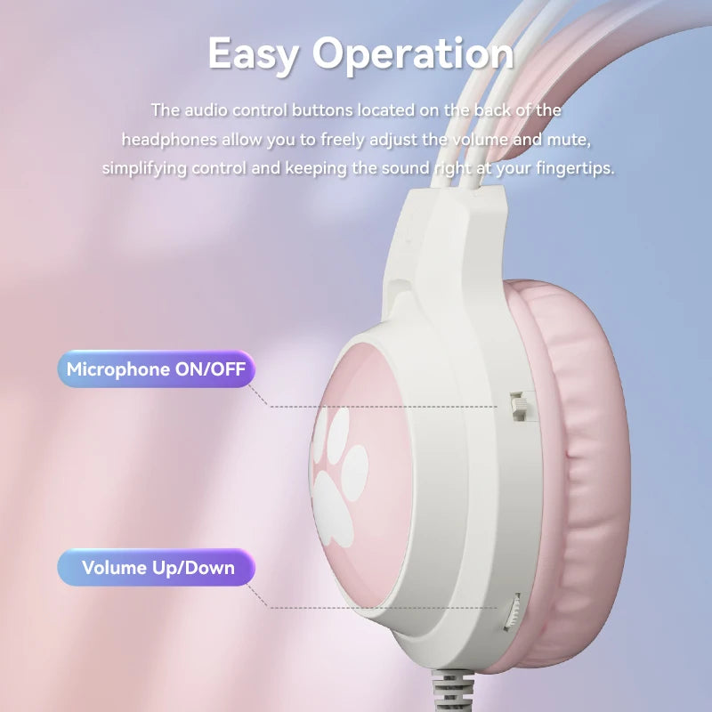 Soyto G50 ODM Gaming Headset for Gamers Cute Cat Ear RGB Wired Headphones for Girls Boys Auriculares AudIfonos Factory Wholesale