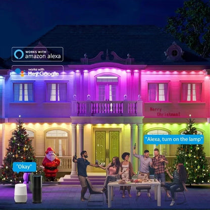 APP Control RGB LED Permanent Outdoor Eaves Light Smart Lighting Remote Voice Control bluetooth Holiday Decoration(72pcs/pack)