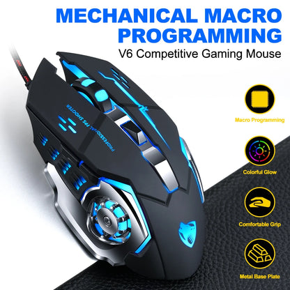 RGB Backlit Gaming Mouse Ergonomic2400DPI Vertical Gamer for PC Right Hand Orientation USB Connection