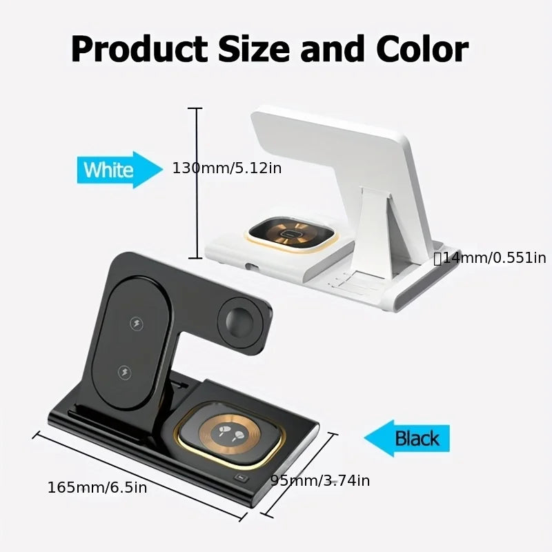 15W 3 in 1 Foldable Wireless Charger Charging Station for iPhone 15 14 13 12 11 Xr XS Max Pro Max Plus IWatch Air Pods