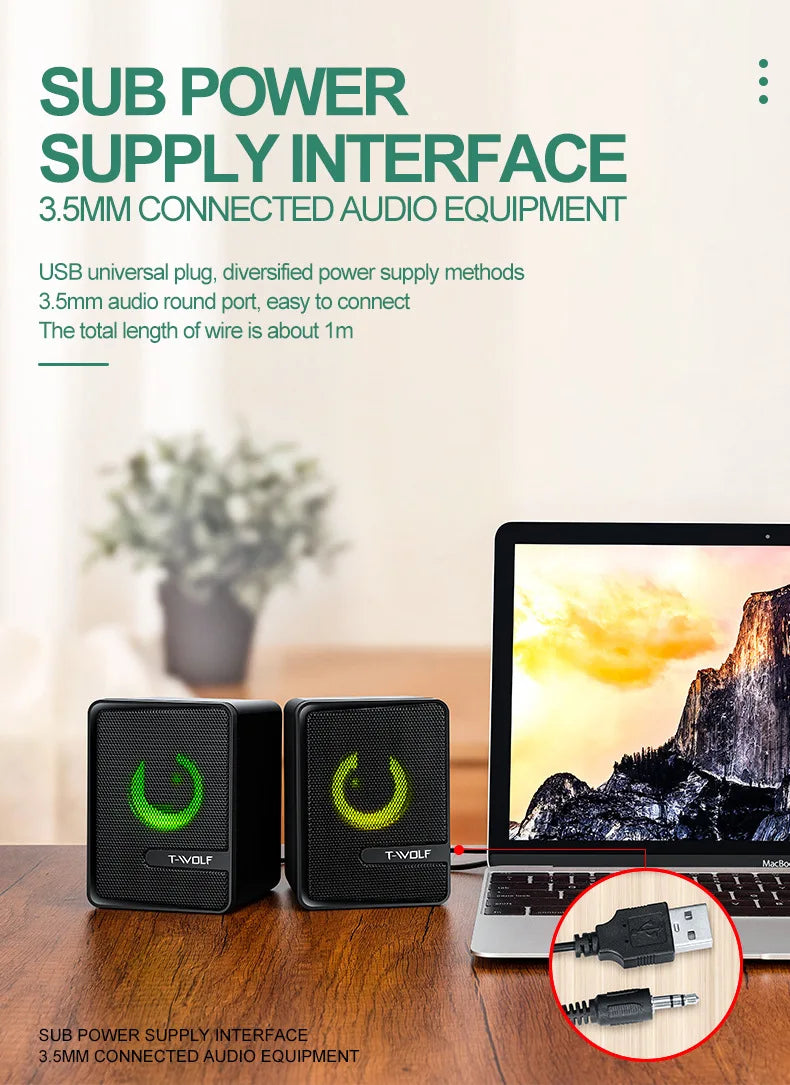 Chinese New Trending 2.0 USB Wired Gaming Audio System RGB Light Desktop Wired 2.0 USB Laptop/PC Computer Speakers for Gaming