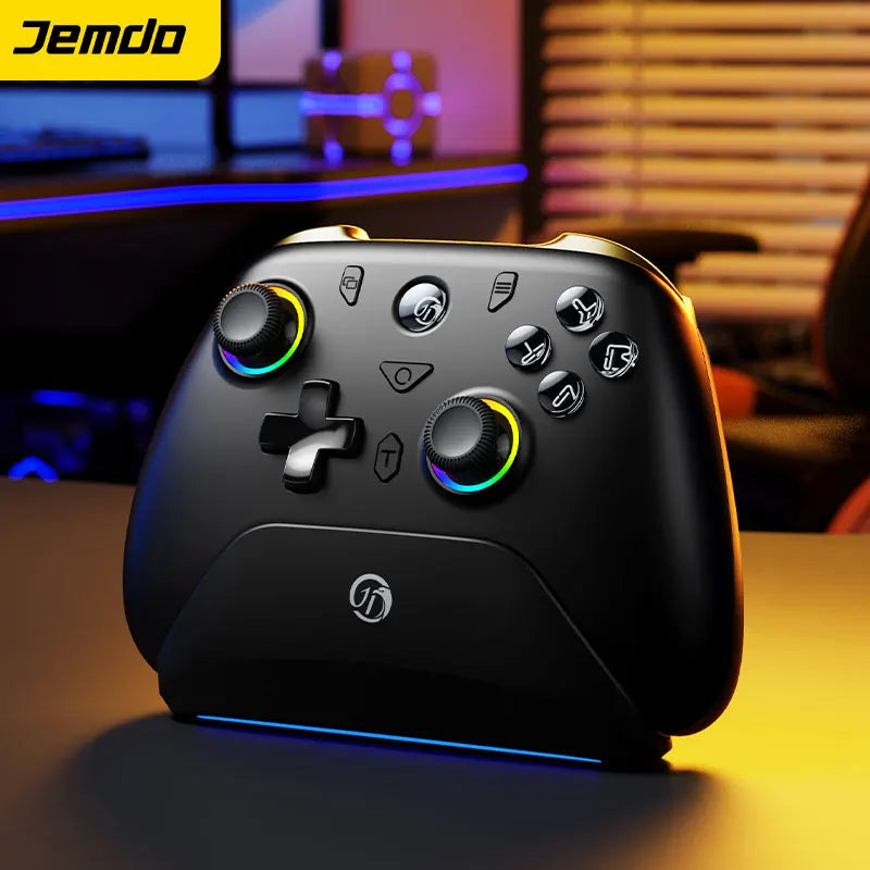 Jemdo Wireless Gaming Controller for Switch 2 PC Android IOS with Dual Hall Joystick Macro Back Buttons RGB Light Ring