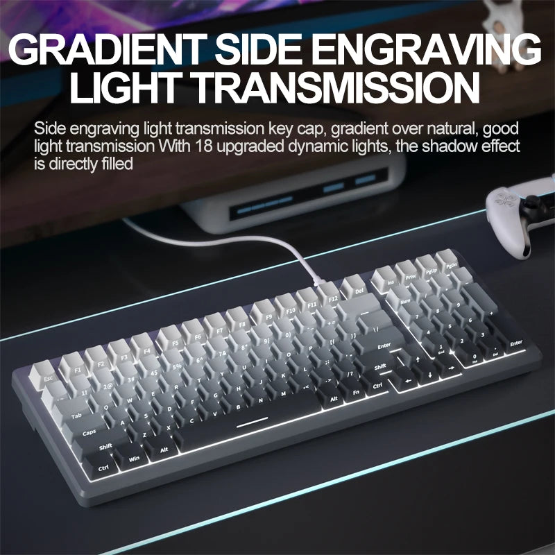 For K99 Hot Swap 90% Keyboard Gradient Pink Side Printed Double Shot PBT Keycaps LED Backlit Wired 99-Key Gaming Keyboard