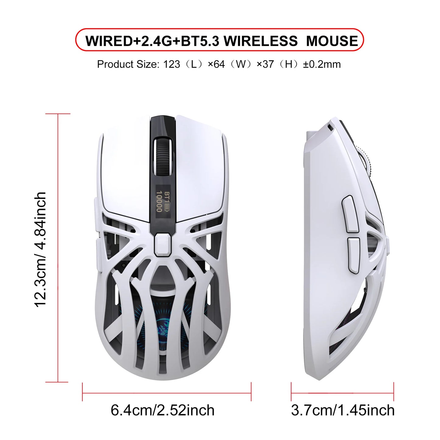 Hot 3 Mode Tri-mode Gaming Mouse Wireless Silent RGB Honeycomb Gaming Mouse Ergonomic 2.4G/BT/Wired E-sports Mice for PC