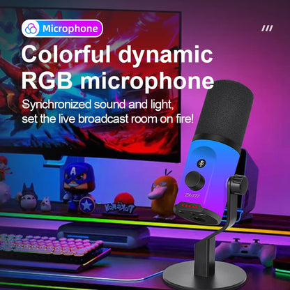 New Professional USB-C & USB-A Dynamic Cardioid Metal Gaming Microphone with RGB Lighting for Streaming Podcasting Recording