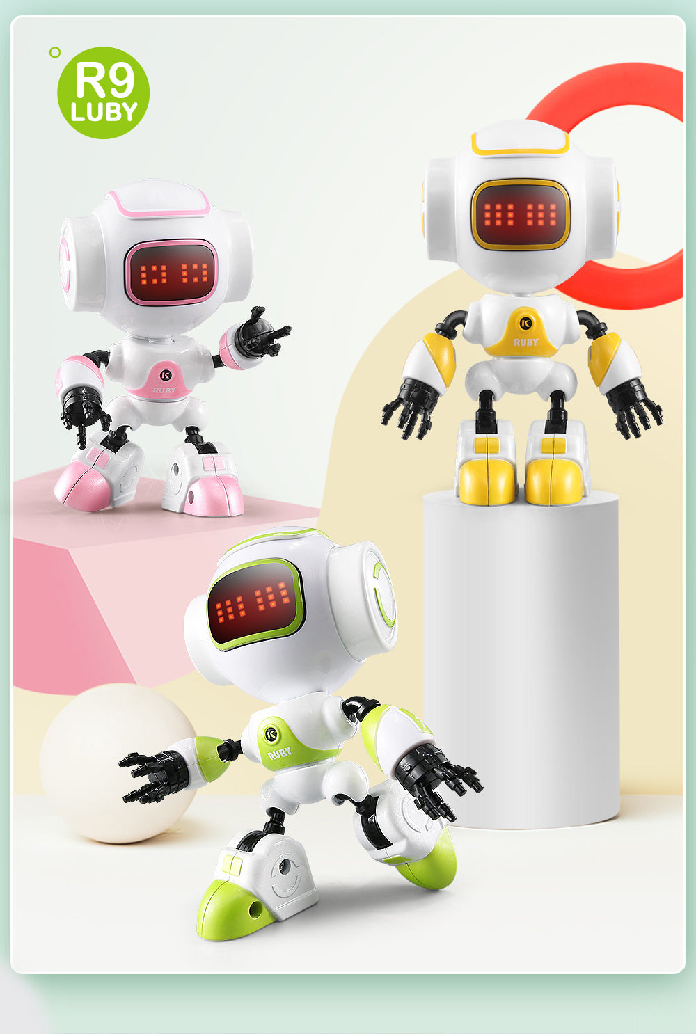Hot Sale JJRC R9 RC Robot Ruby Touch Control DIY Gesture Mini Smart Robot Wholesales Cute Dancing Toy for Kids Gifts