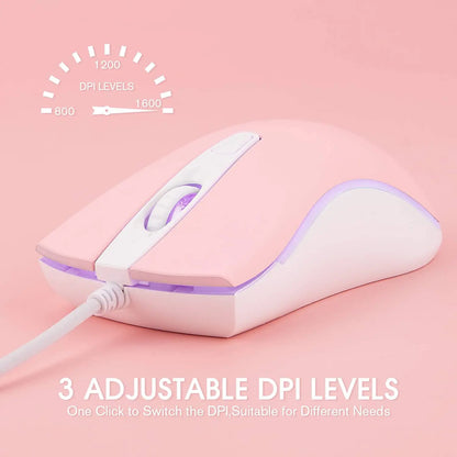 Umila USB Wired Gaming Mouse with RGB Backlit Ergonomic Design 1600 DPI 4 Buttons 1.5m Cable for Both Hands for PC Gamers