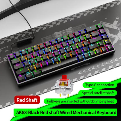 Luminous Mechanical Gaming Keyboard 68 Keys Wired Desktop & Laptop Blue & Red Switches