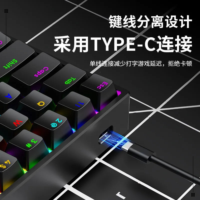 Luminous Mechanical Gaming Keyboard 68 Keys Wired Desktop & Laptop Blue & Red Switches