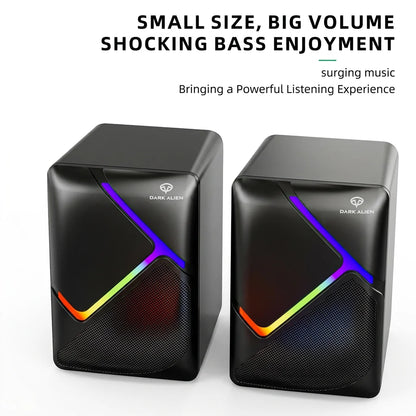 Hot Selling E-Sports Wired Speaker Mini Portable Desktop Laptop USB Multimedia Subwoofer RGB LED Lighting 2-Way Audio Gaming