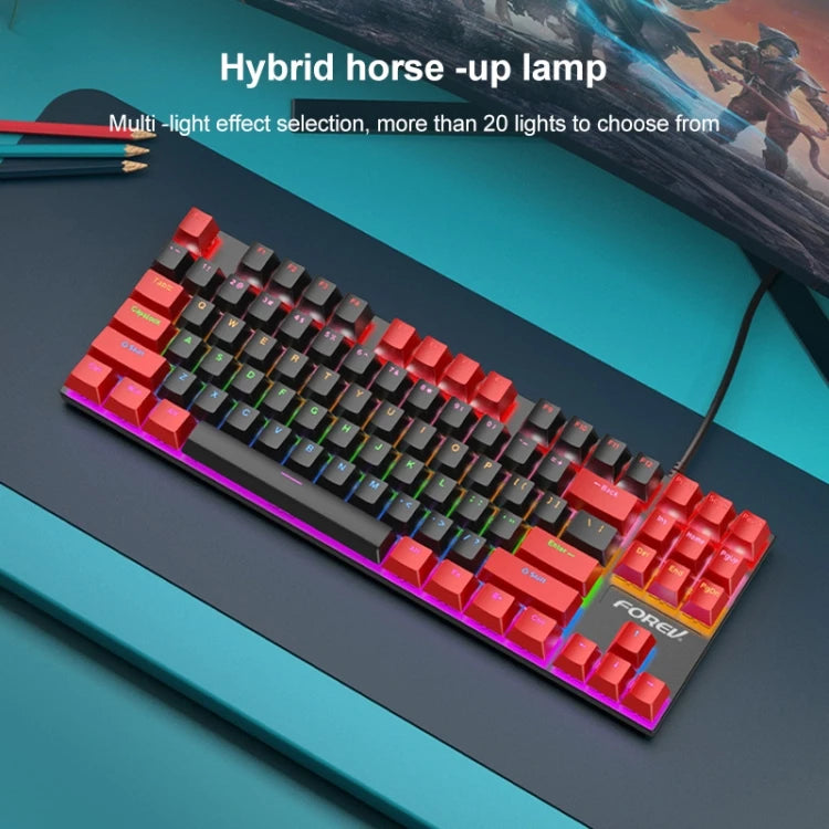 Dropshipping FOREV FV-301 87-keys Blue Axis Gaming 87-Keys Mechanical Wired Keyboard Cable Length 1.6m RGB Lighting Keyboards