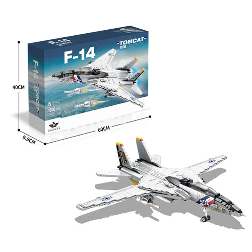 Building Block F14 Aircraft Fighter Jet Toy for Children-ABS Plastic 1:20 Scale for Ages 3+