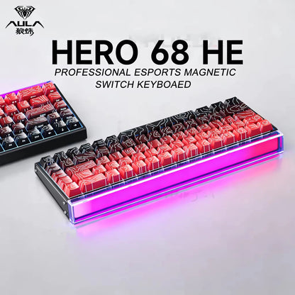 AULA HERO 68HE AIR INSTOCK 3-Mode Magnetic Switch Gaming Keyboard&Mouse E-sport Custom Mechanical Wired Keyboard Accessories