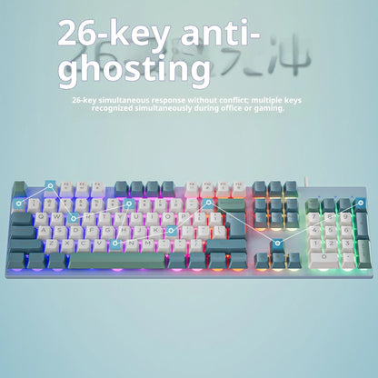 Shiba Ferry GK80 87-Key Membrane Non-Impact USB Wired Gaming Keyboard Rainbow Backlit Anti-Ghosting Multimedia Keys