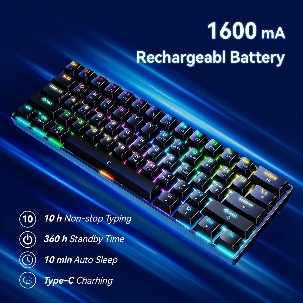 CK23 61-key Three-mode Mechanical Mini Keyboard Brown Switch E-sports Gaming Keyboard