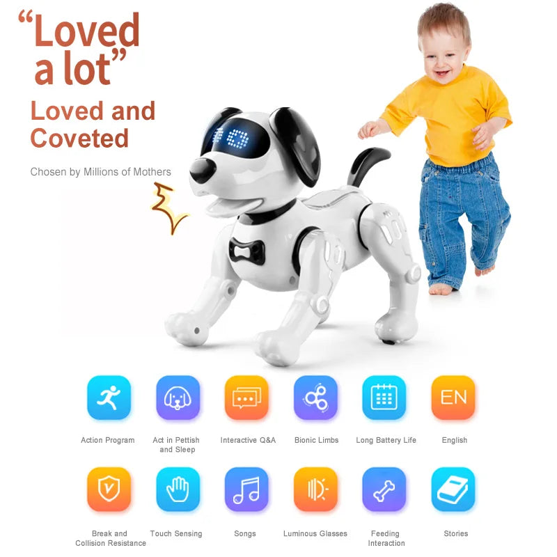 New Design Remote Control Electronic RC Smart Intelligent Programming Dancing Stunt Dog Robot Cartoon Educational Toy Plastic
