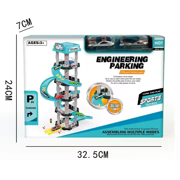 Track Car Toy 5 Floors Racing Track Sliding Car Parking Garage Toy for Kids Car Parking Garage Toy