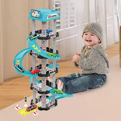 Track Car Toy 5 Floors Racing Track Sliding Car Parking Garage Toy for Kids Car Parking Garage Toy
