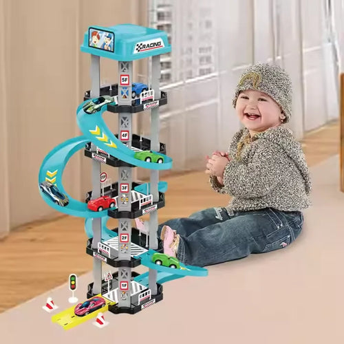 Track Car Toy 5 Floors Racing Track Sliding Car Parking Garage Toy for Kids Car Parking Garage Toy