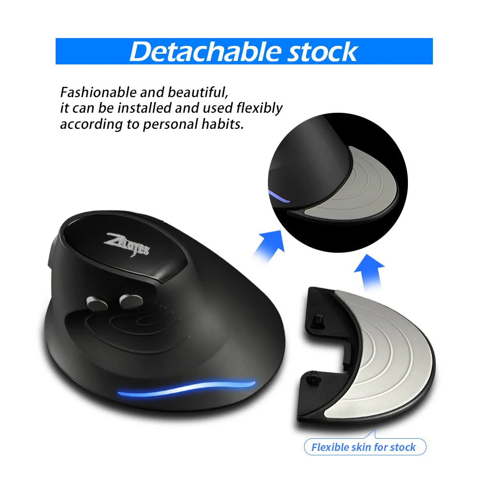 ZELOTES F-17 2.4GHz Wireless Right-Handed Gaming Mouse Vertical Optical Design RGB Backlit 6 Keys with 3 Adjustable DPI