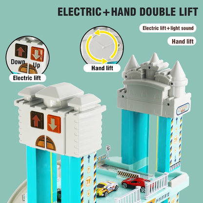 Children's Track Toy Car Smart Liftable Electric Simulated Parking Garage 3D Track Toy for Boys Birthday Gift