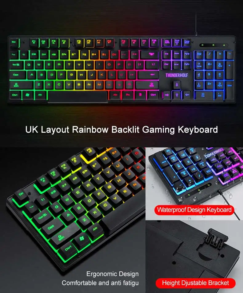 Hot Sale 4 in 1 Portable Wired Gaming Keyboard and Mouse Mousepad Headphone 4 in 1 Combos LED Light Gaming Set for Computer